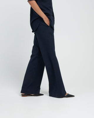 high waist pant lungo piquet - navy