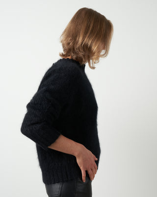 mixed angora pullover - black