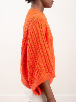 cable knit jumper - coral