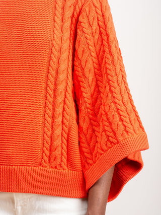 cable knit jumper - coral