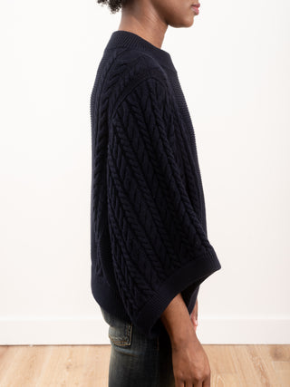 cable knit jumper - dark navy
