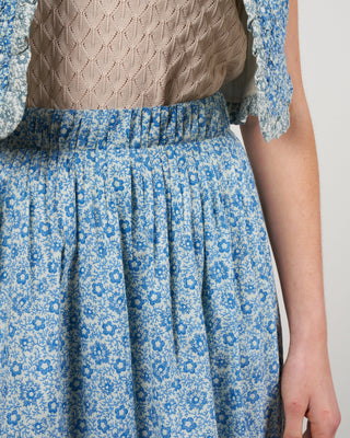 ida print a-line skirt - blue