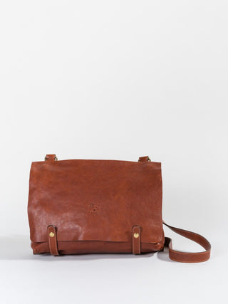 briefcase with shoulder strap - cognac