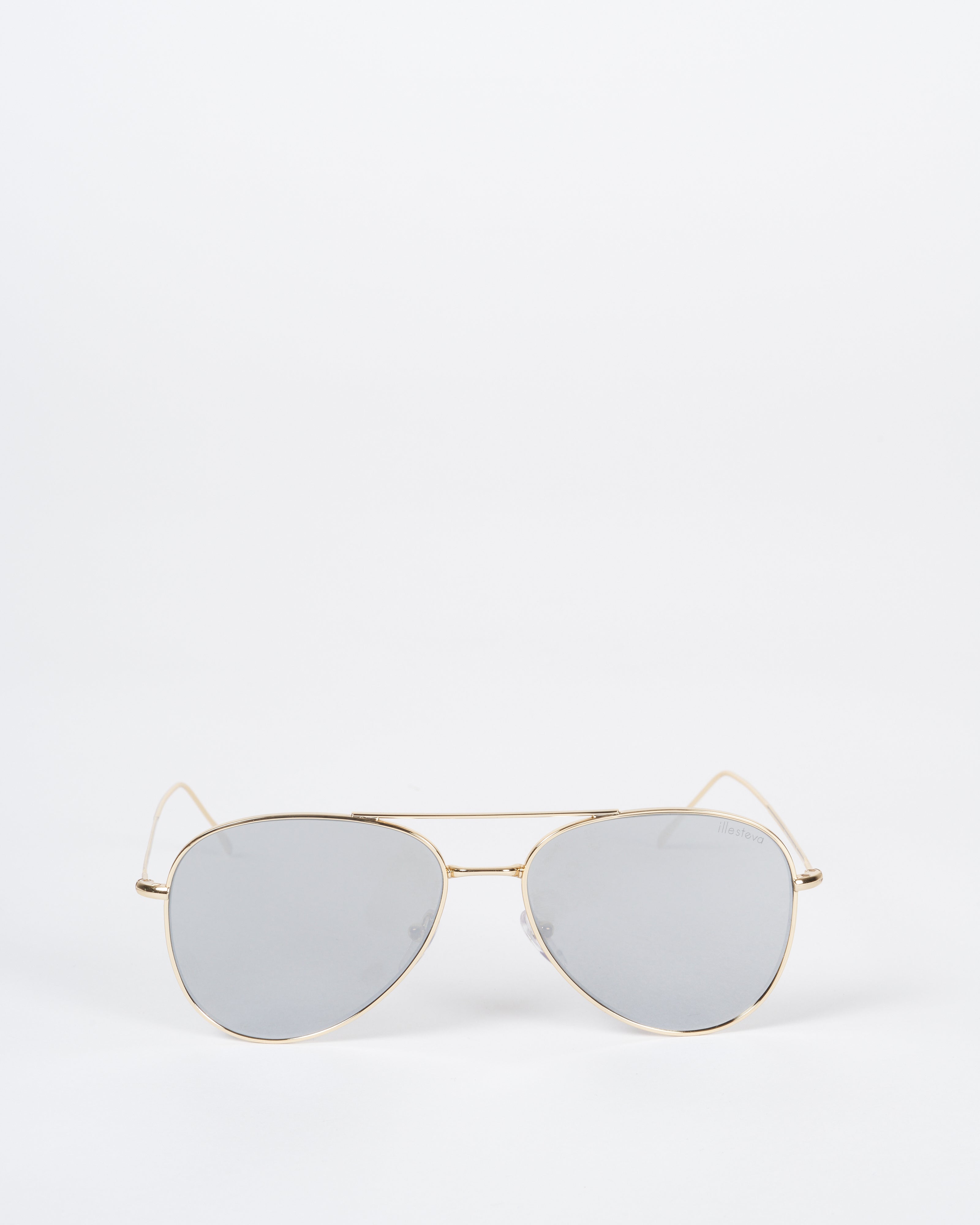 Illesteva mirrored aviator sunglasses || Gold Illesteva Mykonos Ace Gold W/ Silver Flat Mirror main image 4
