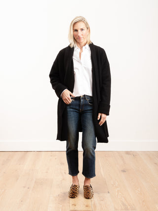 boiled wool coat - black