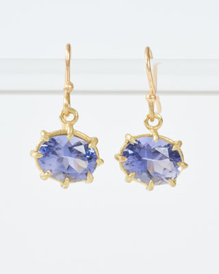 iolite mini faceted oval drop earrings