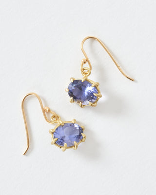 iolite mini faceted oval drop earrings