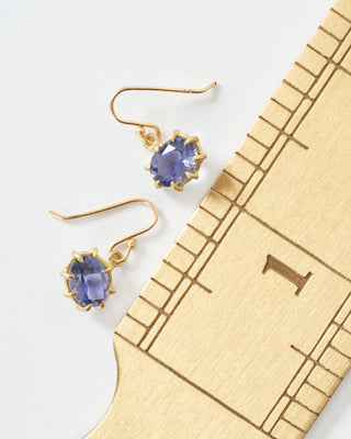 iolite mini faceted oval drop earrings
