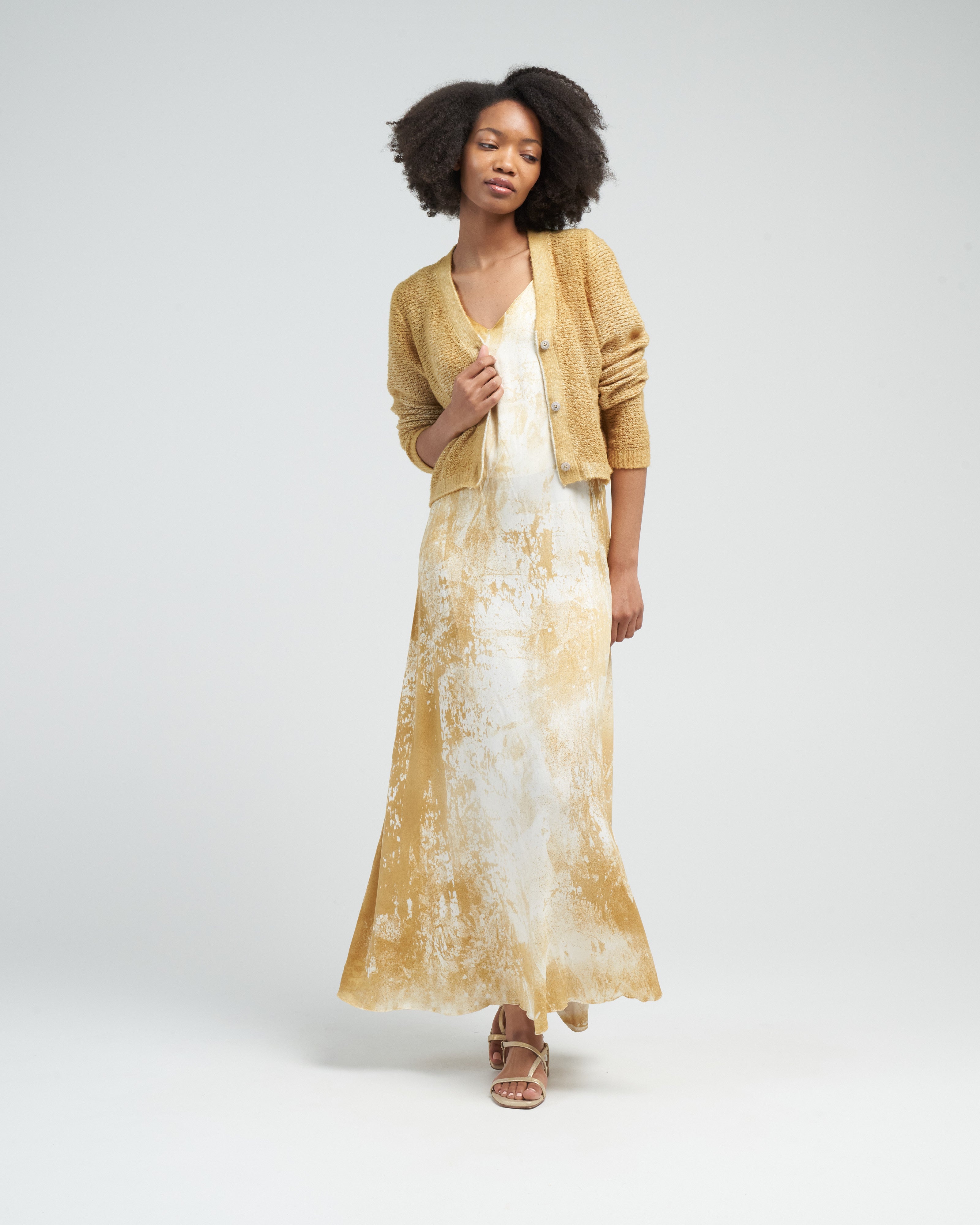 Avant Toi Irregular Stitch Brushed Cotton+Linen V Neck Cardigan 
