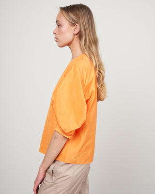 italian sporty nylon pleat sleeve top - orange