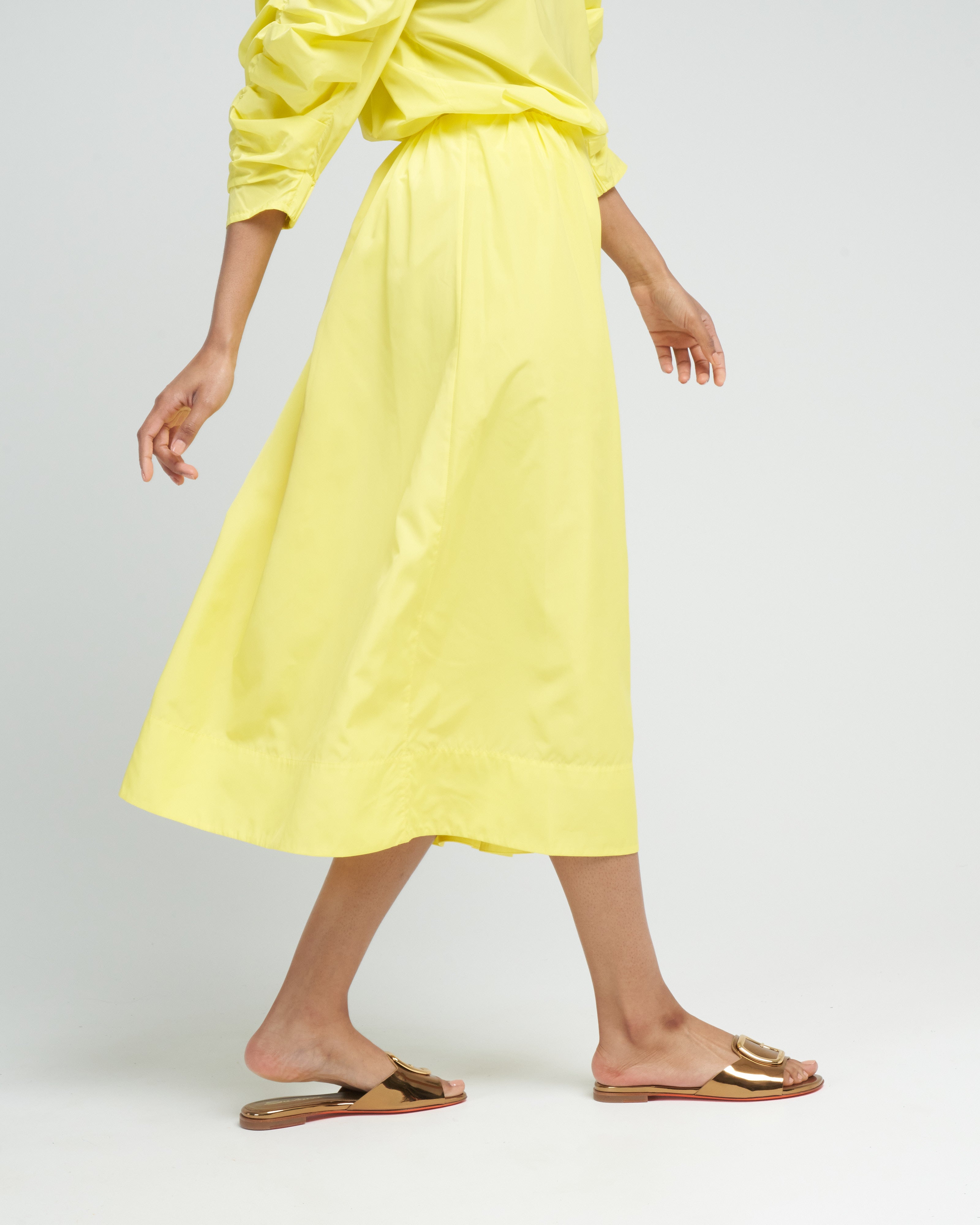 tibi yellow pleated dress Tibi The Crinkle Slip Midi Bias Dress in Pea Pod