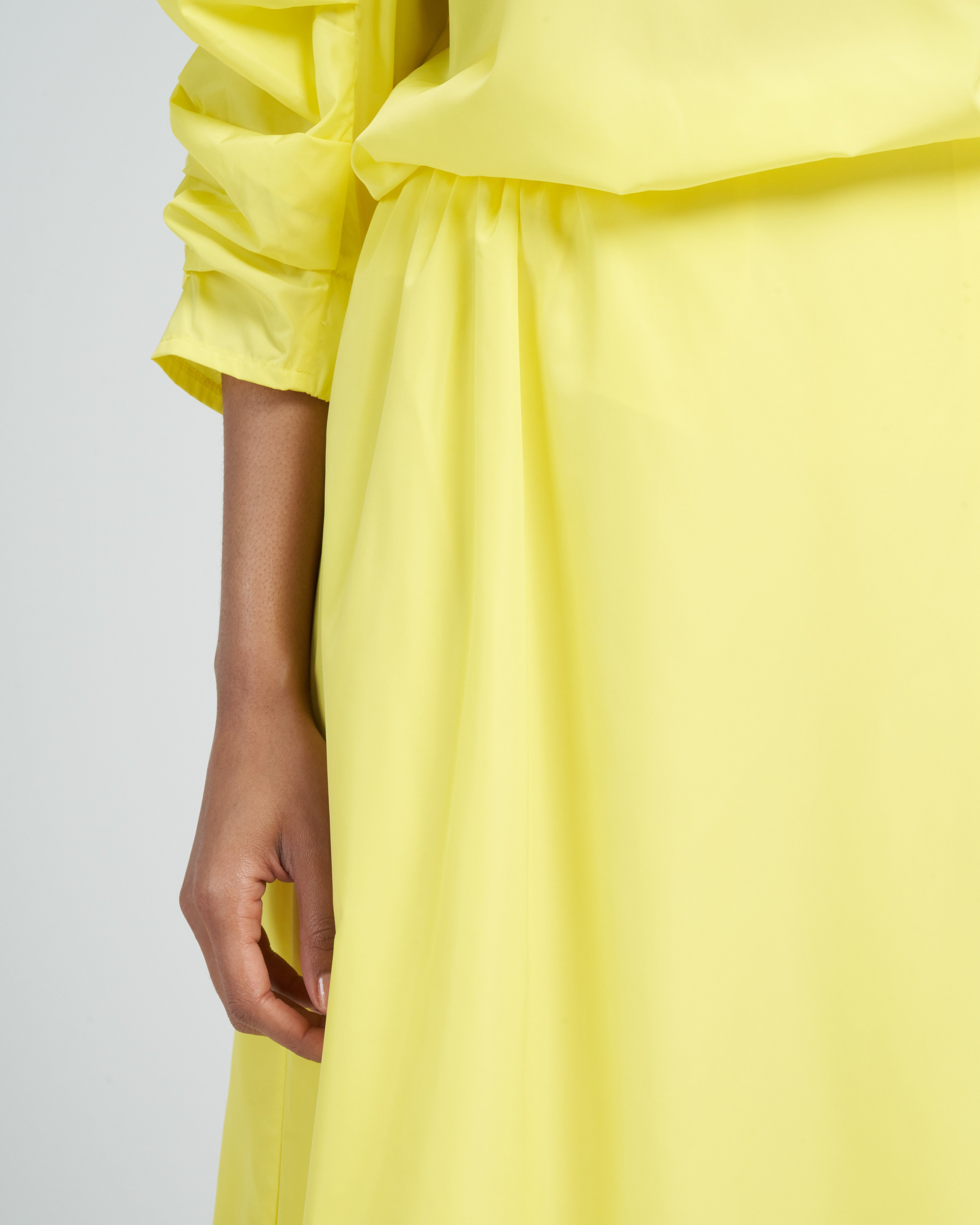 tibi yellow pleated dress Tibi Heavy Silk Drop Waist Dress - Lime Yellow