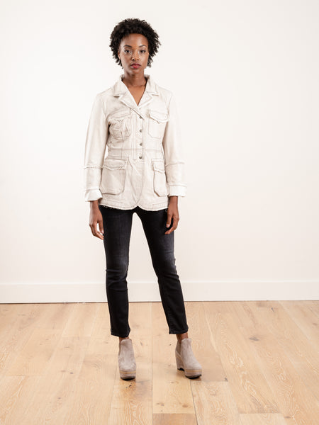 Jakett Meryl Vegetable Dyed Leather Jacket in Off White