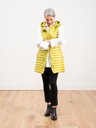 fitted vest w/ hood - chartreuse