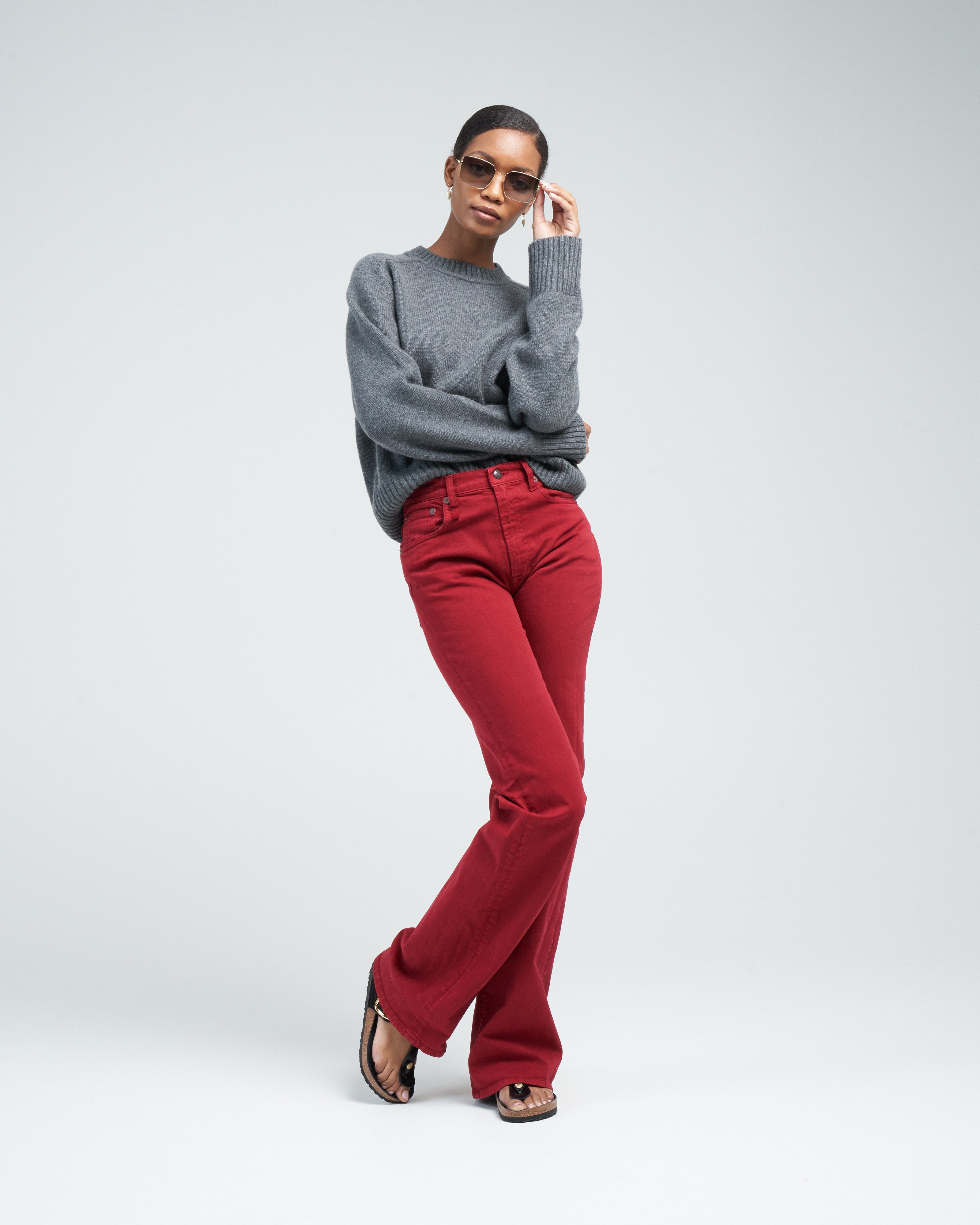 R13 Jane Jean Vivid Red Stretch