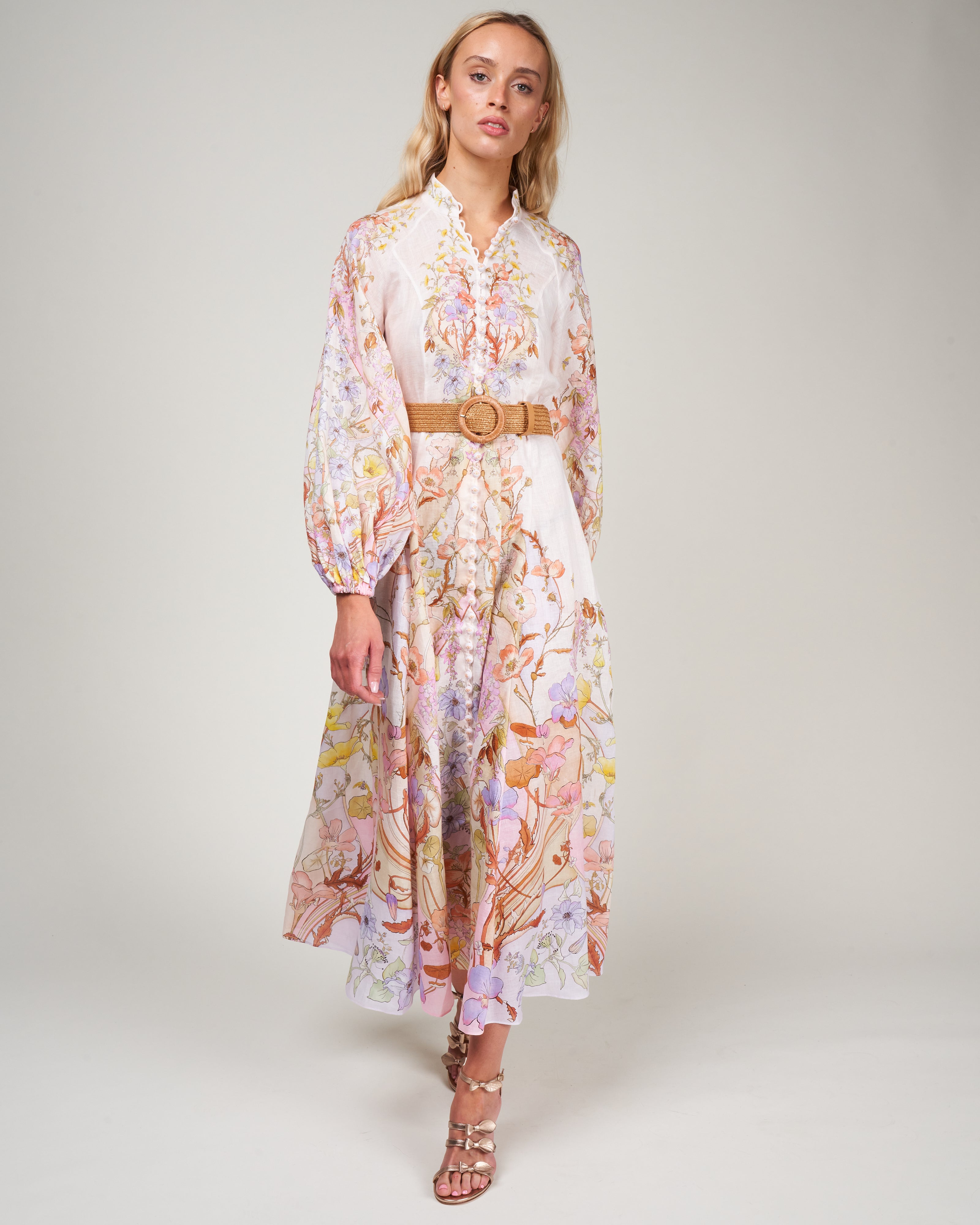 jeannie billow long dress - floral swirl jeannie billow long dress - floral swirl