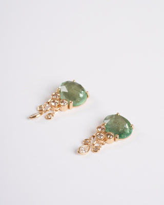 jellyfish tourmaline and diamond earrings - green/gold