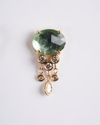 jellyfish tourmaline and diamond earrings - green/gold