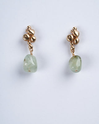 ore prehnite earring - gold/green