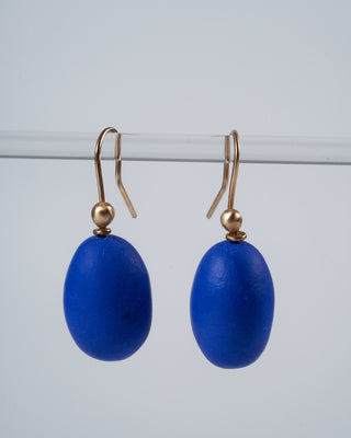 yves blue egg earring - blue and gold