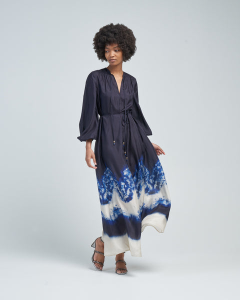 bleeker tie maxi dress Zimmermann Junie Billow Maxi Dress Navy Tie Dye