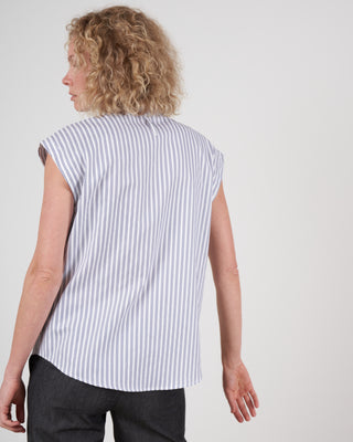 cap sleeve shirt - indigo double stripe