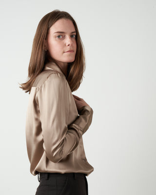 silk tailored blouse - champagne