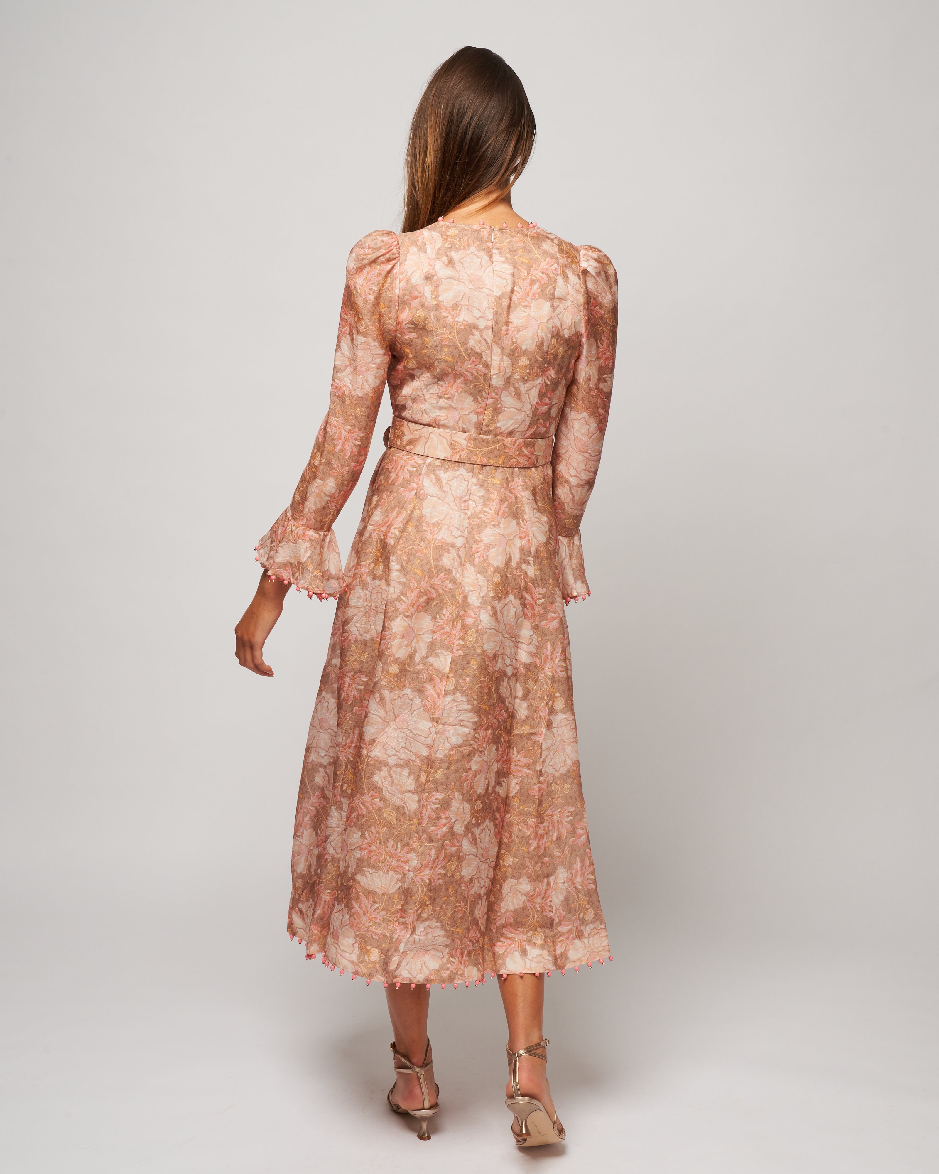 zimmermann floral midi dress Open-back floral-print linen midi dress - yellow