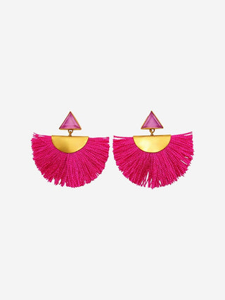 pink mini fan earrings