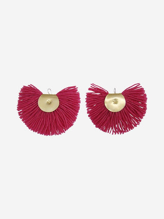 pink hand fan earrings