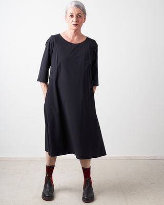 3/4 sleeve knit dress - black