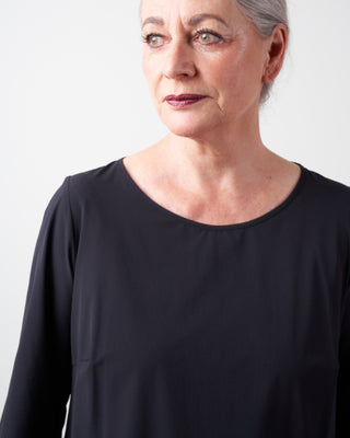 3/4 sleeve knit dress - black