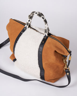 burnt sienna and shearling dylan holdall - burnt sienna