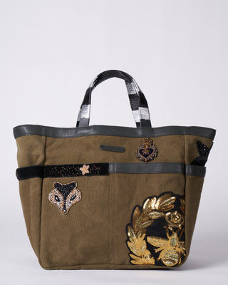 army patch embroidery salcombe tote - army green