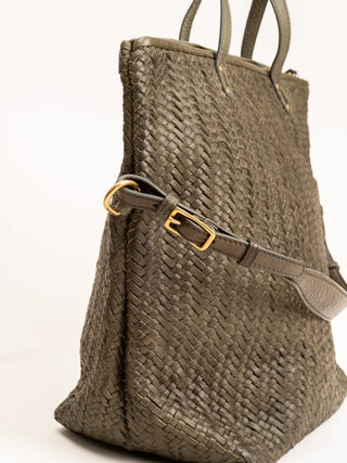 morleigh foldover tote - olive woven