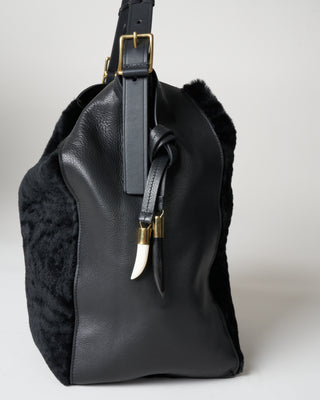 black shearling cowdray hobo bag - black