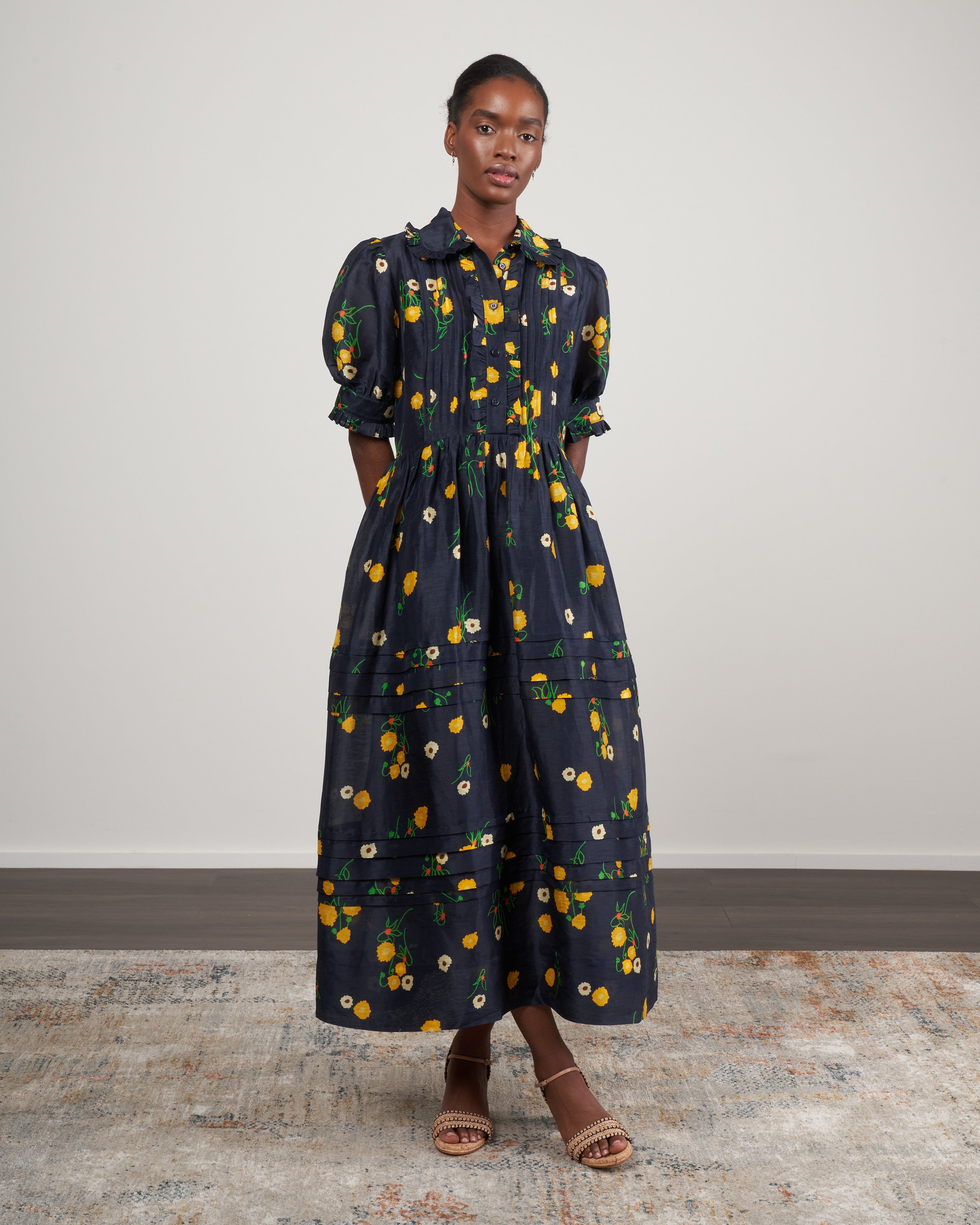 ketty midi dress - navy floral ketty midi dress - navy floral