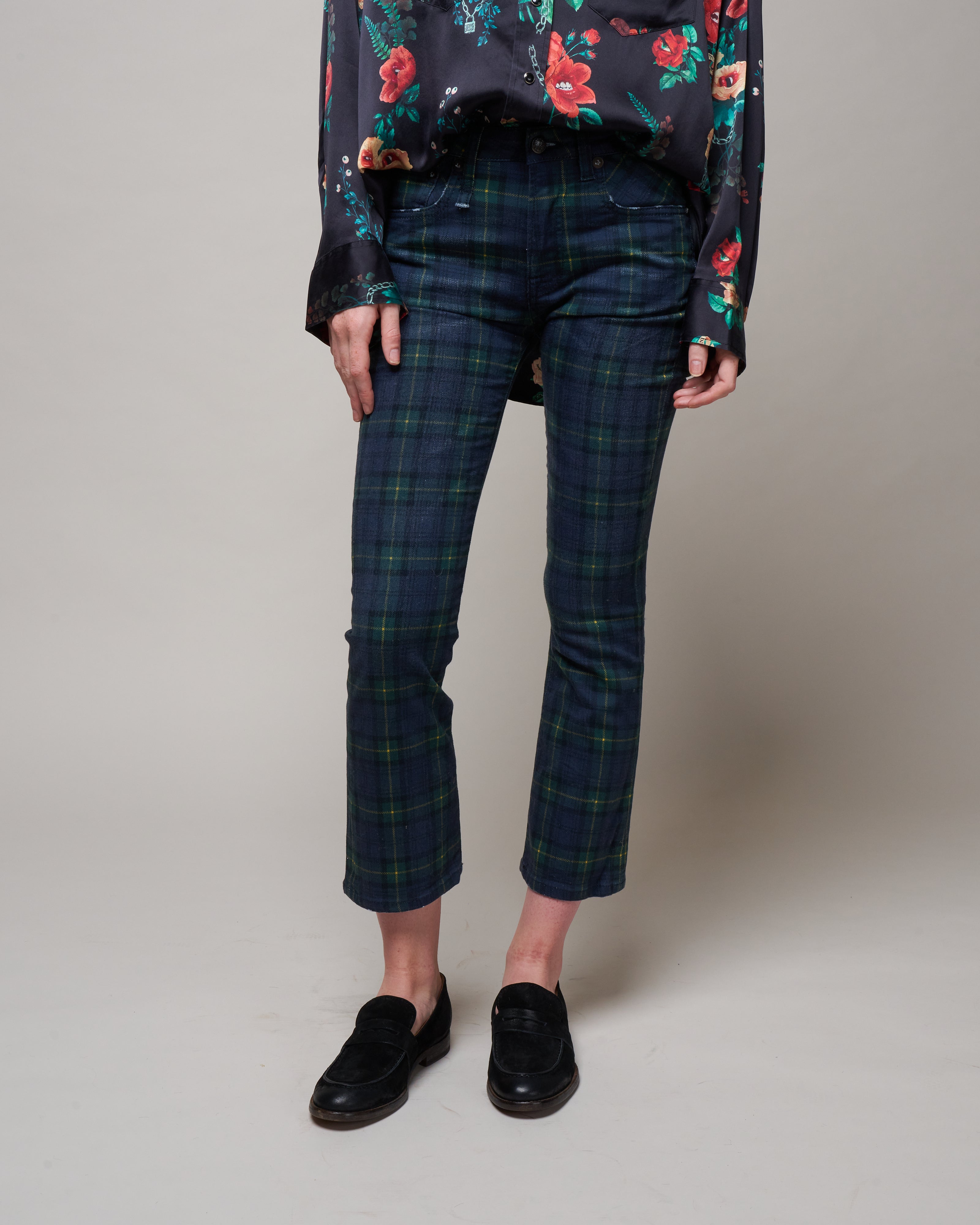 R13 Kick Fit Jean Printed Tartan - Main Image