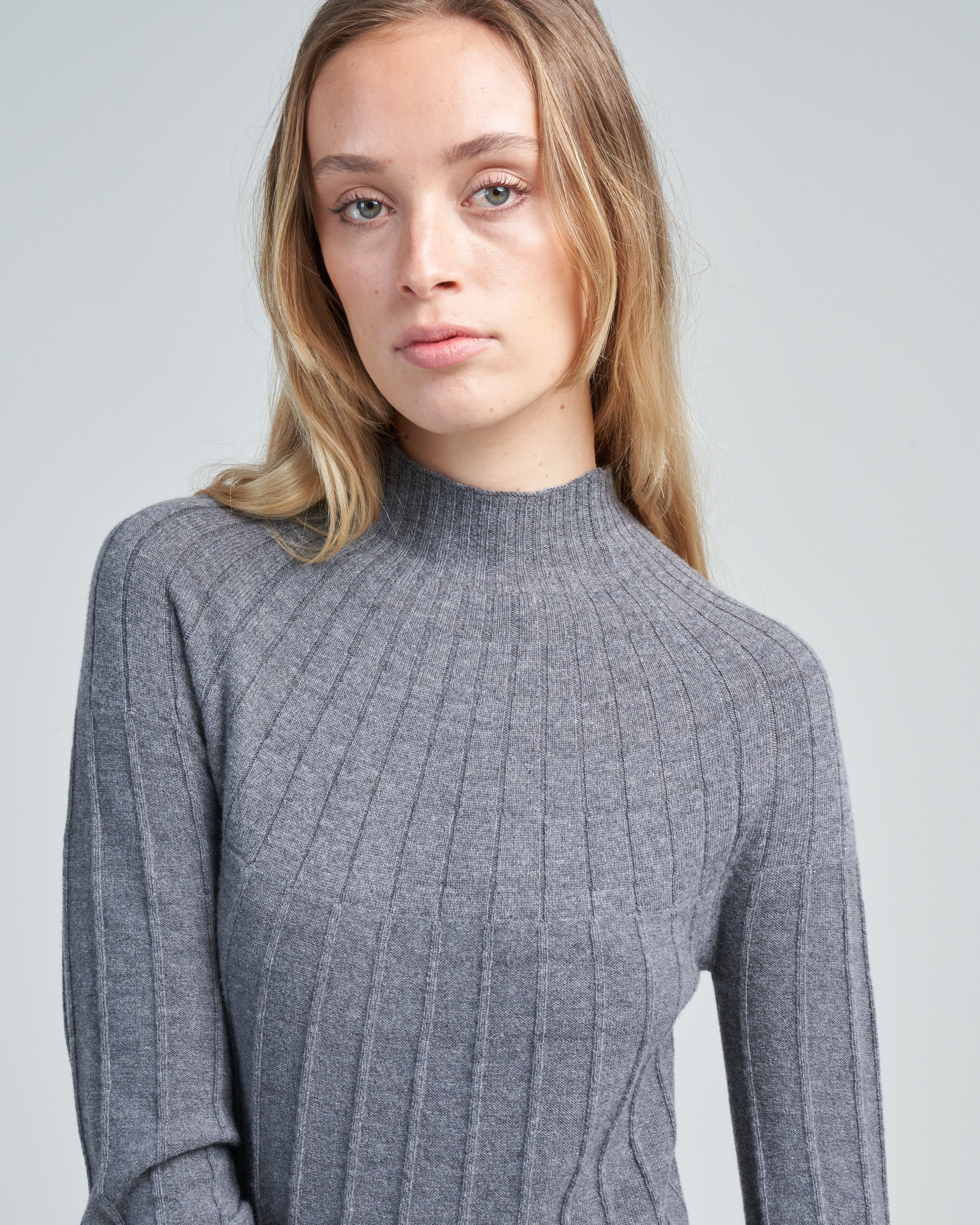 Piazza Sempione Knit Long Sleeve Dress Grey Wool