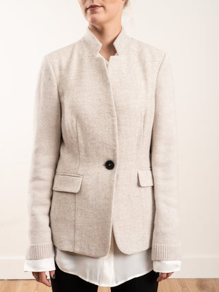 jacket w/ knit sleeves - ivory