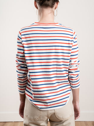 the modern long shirt - white/true blue/poppy