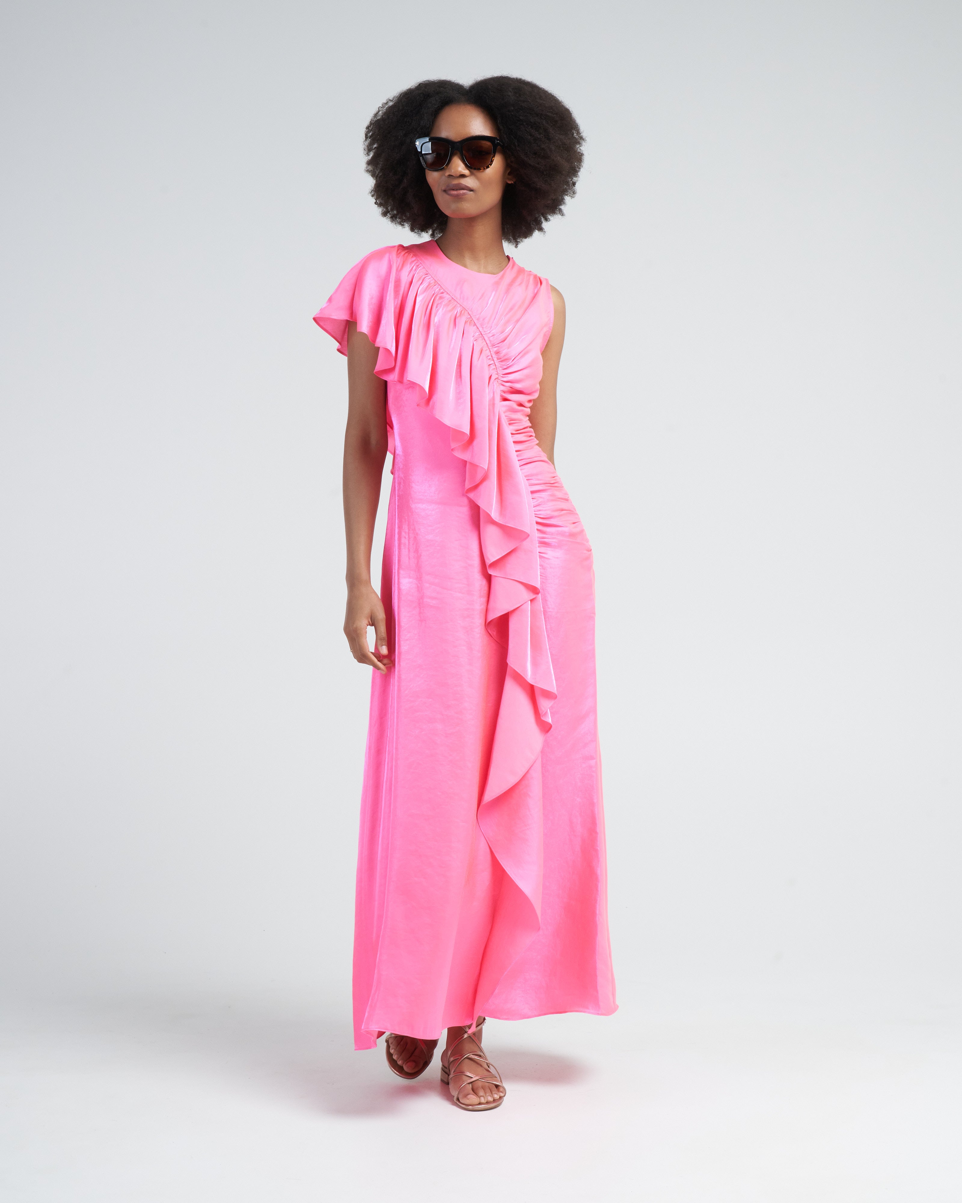 ulla johnson pink dress Ulla Johnson | Women's Freesia Gown in Red Pink Open Back Silk - Size 00 | Black Tie | Evening | Wedding Guest Dresses