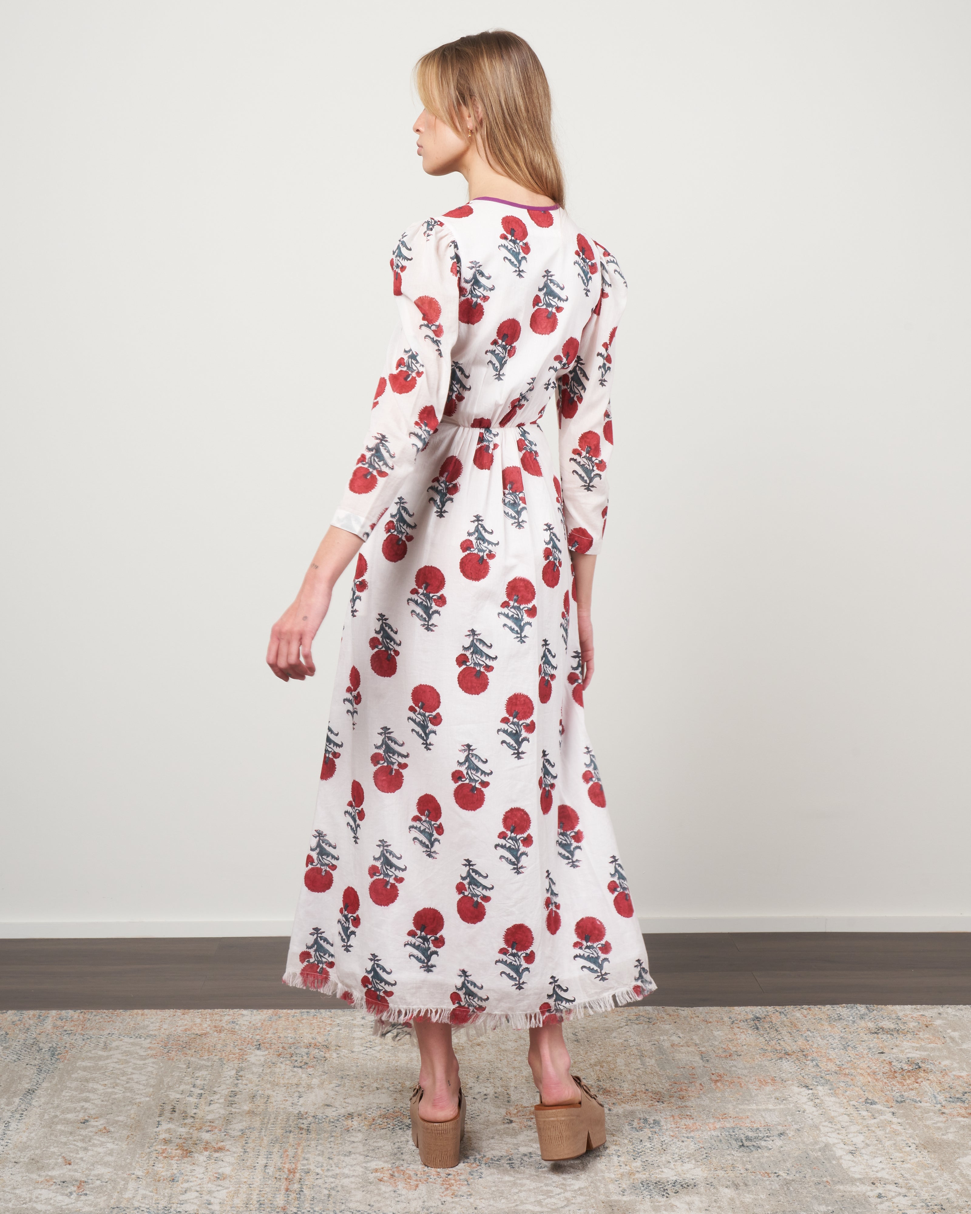 red and white poppy dress Poppy Tropical Maxi Dress-Red/White L