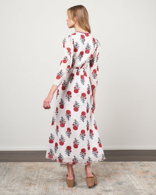 lalli poppy wrap dress - white/red poppy