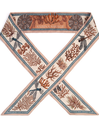 large ribbon scarf the pelicans and the sea - coral salt