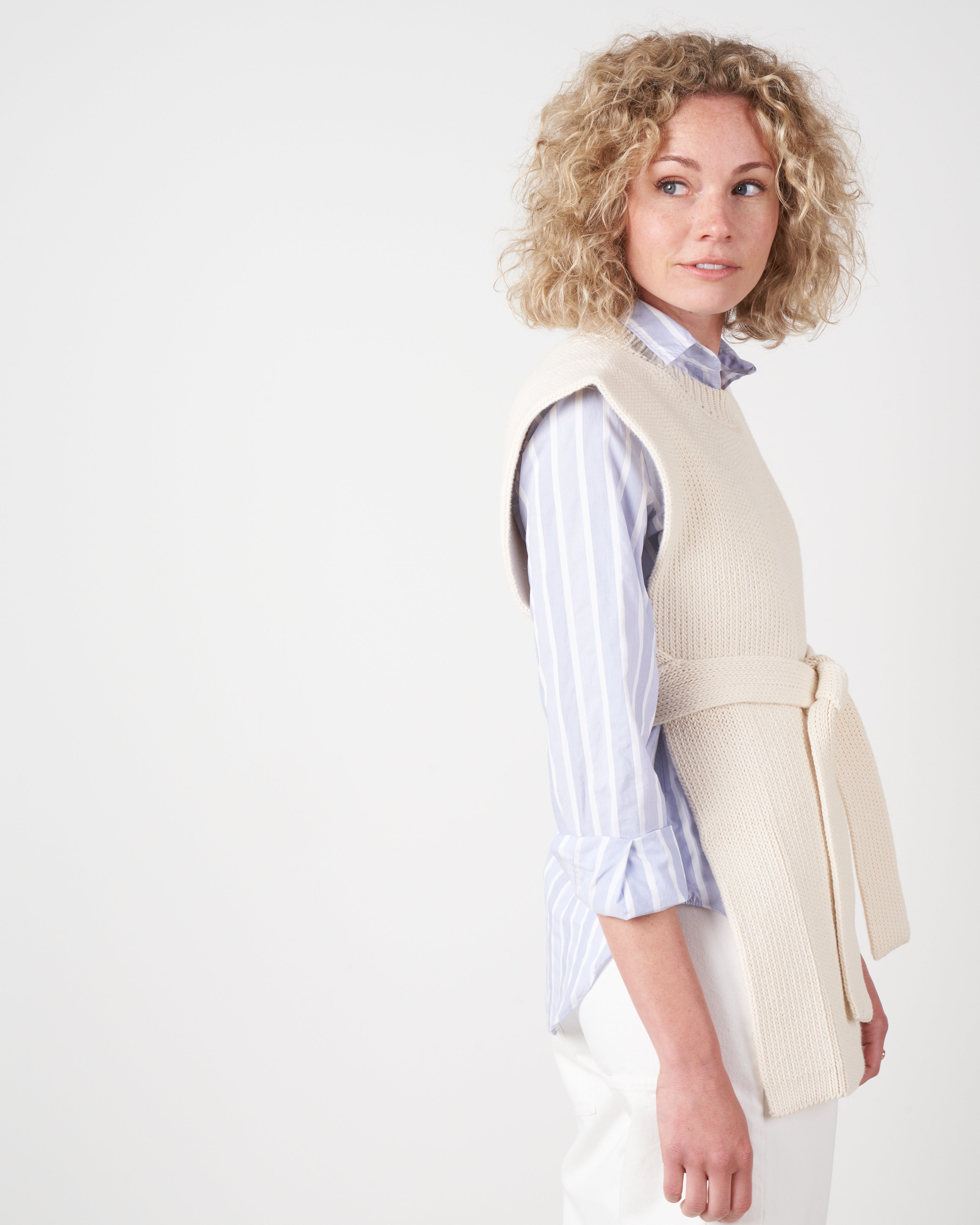 interlock apron top - raw white