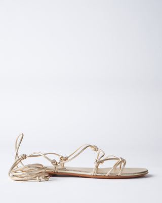 leather strings flat sandal - silver