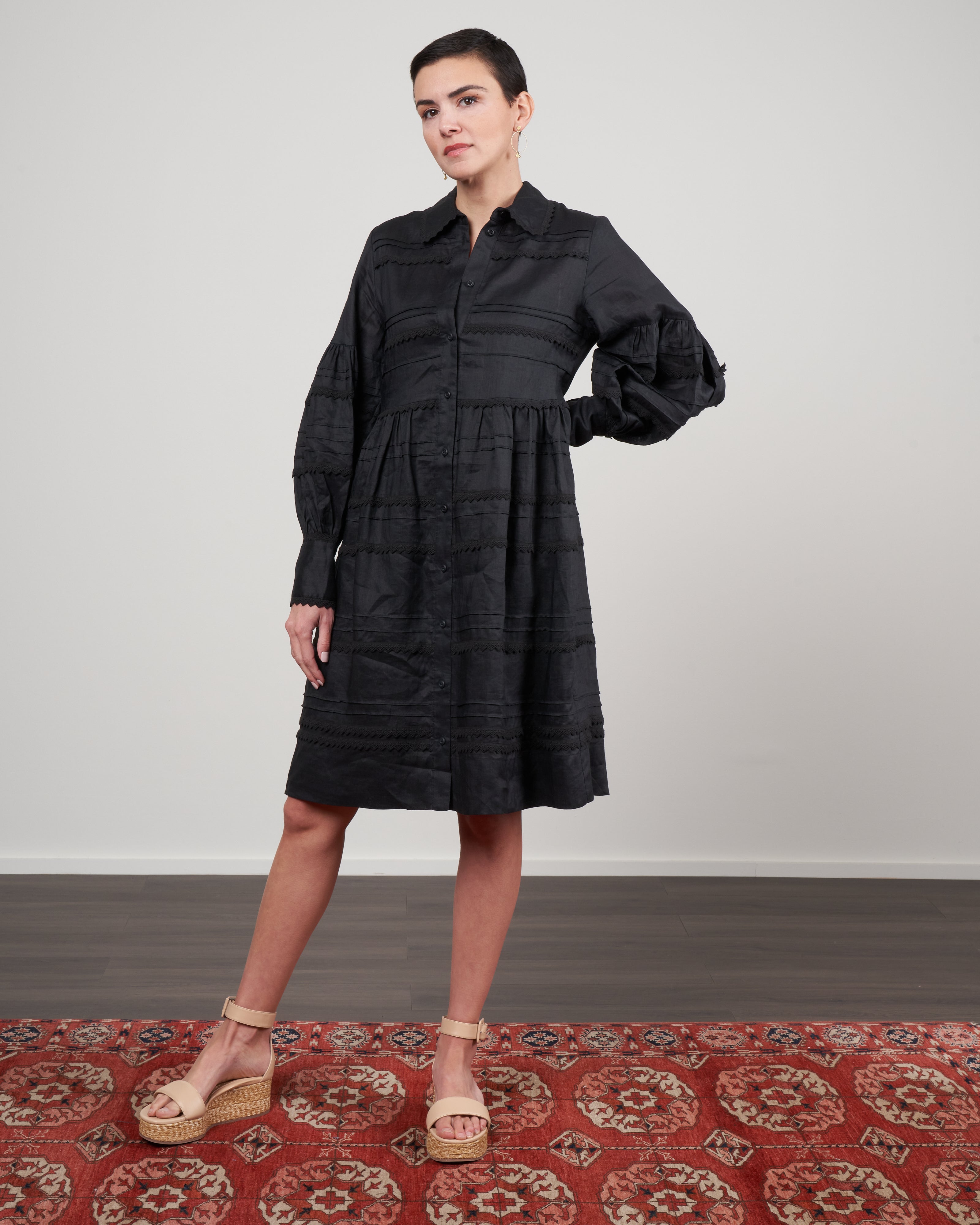 Lee Mathews Camila Balloon Sleeve Dress Black Black Lee Mathews Camila Balloon Sleeve Dress Black Black