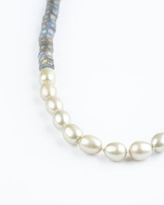 37" grey pearls and 18k pearl beads with 18k clasp - pearl