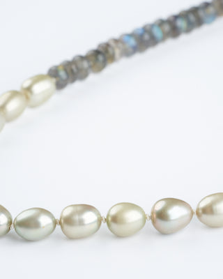 37" grey pearls and 18k pearl beads with 18k clasp - pearl
